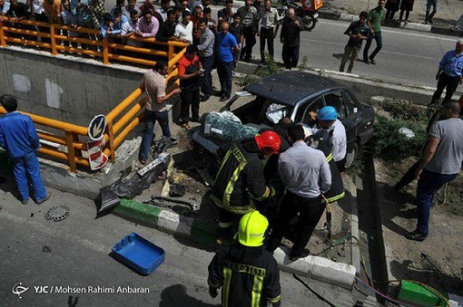 تصادف مرگبار پراید در بزرگراه میثاق مشهد تصادف مرگبار پراید در بزرگراه میثاق مشهد